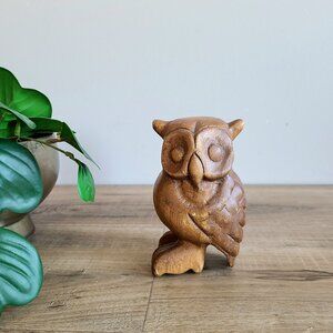 Vintage mid century Scandinavian wooden Owl figurine/whistler. 5'' tall.